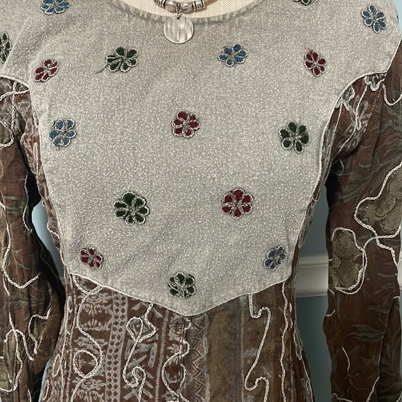 Size M, Sacred Threads short boho dress, earth toned, embroidered, lightweight - Picture 2 of 4
